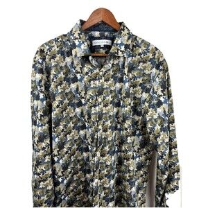 John Lennon Shirt Mens XL Camo Print Button Up Long Sleeve
